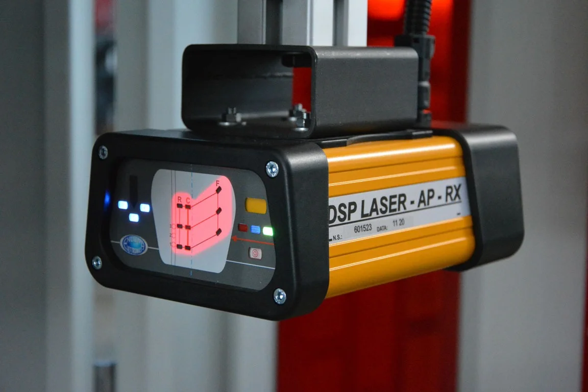 DSP laser guarding sensor mounted near press brake tooling