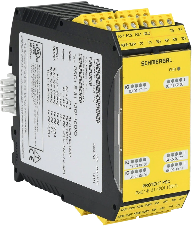 Safety-rated programmable controller for monitoring machine safety devices
