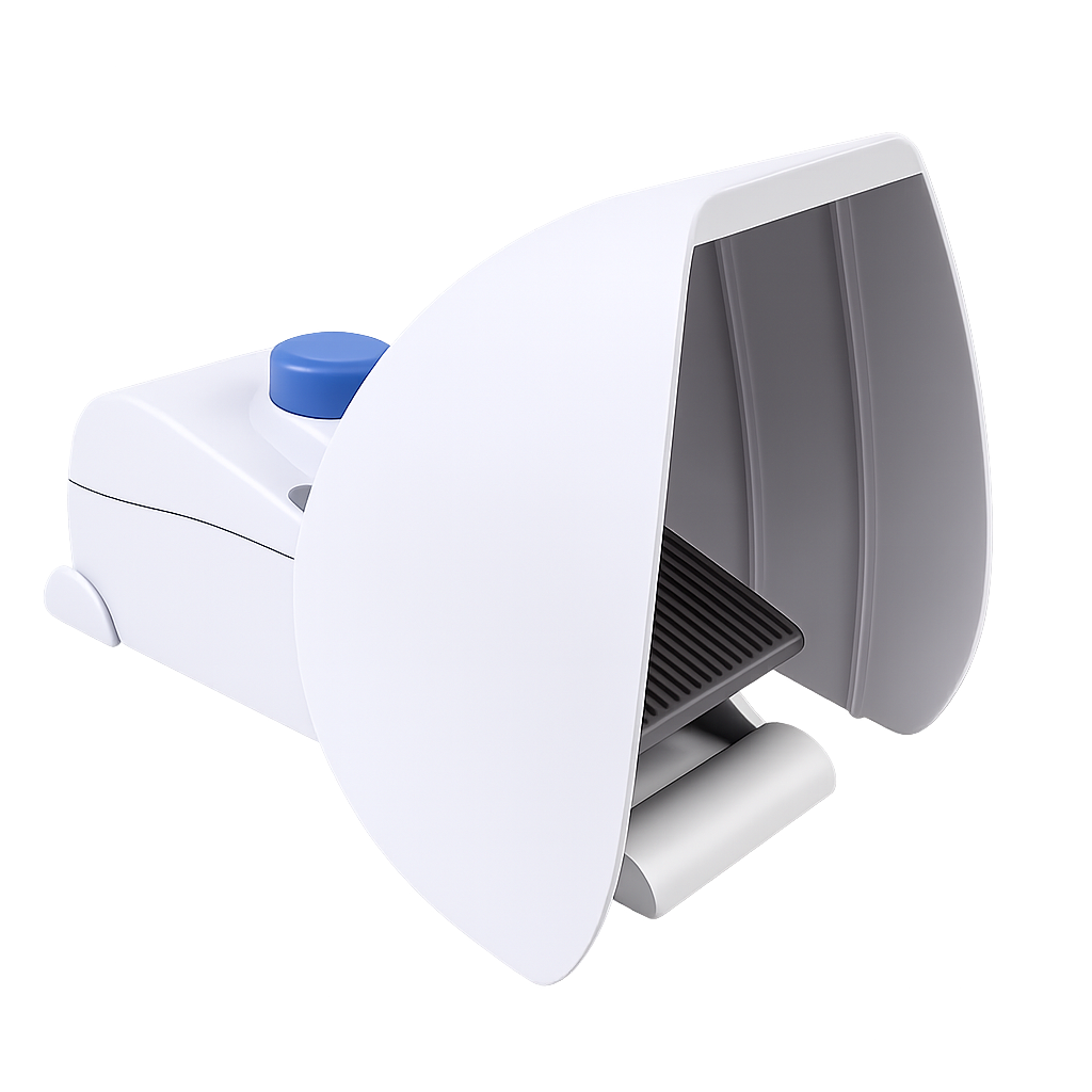Guarded panic foot switch for press brake operator safety